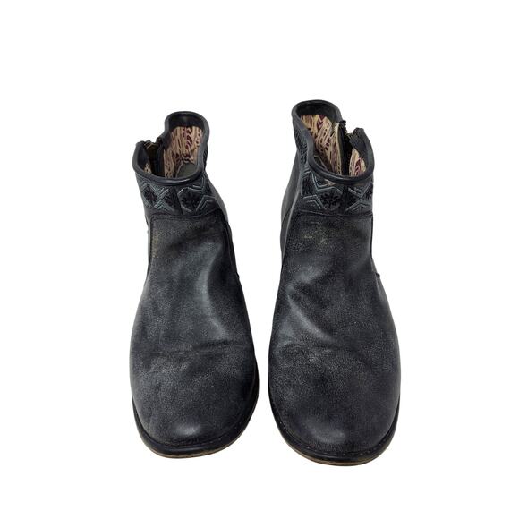 Roxy Faux Leather Embroidered Zipper Tassel Ankle Booties Charcoal Gray Size 10 - Picture 3 of 9